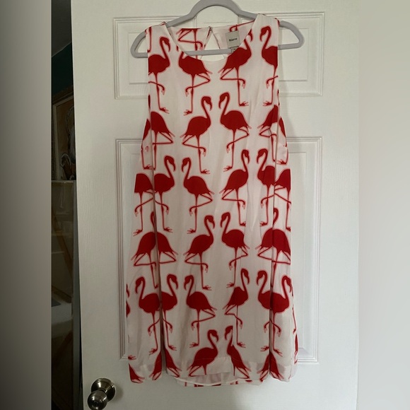 Anthropologie Maeve Flamingo Print Sleeveless Dress linen - Picture 3 of 7